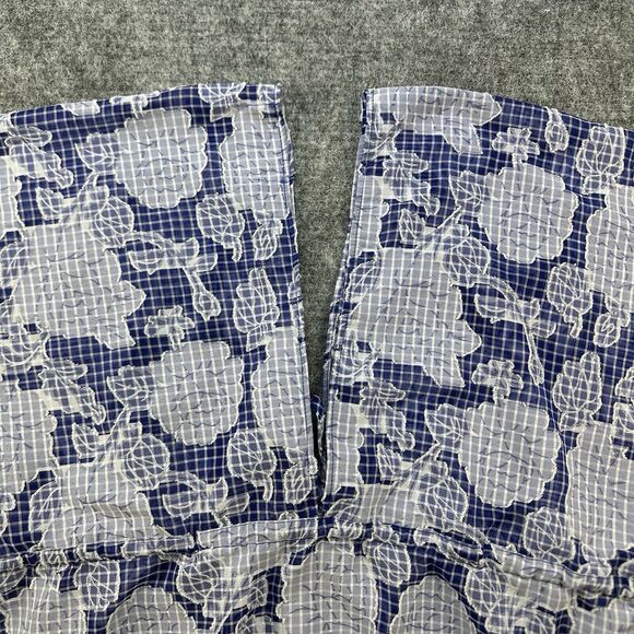 ANTHROPOLOGIE Kaftan Blouse Woman One Size Blue Floral Tie Front Flowy Sheer - Picture 9 of 13